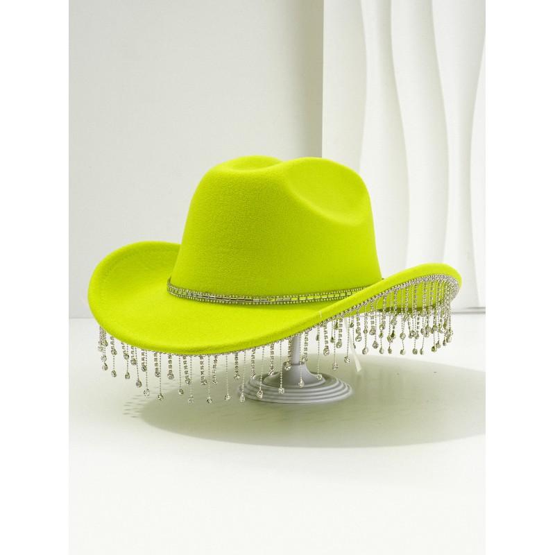 Unique Sweet Party Hat With Square Rhinestone Chain Tassel Music Events