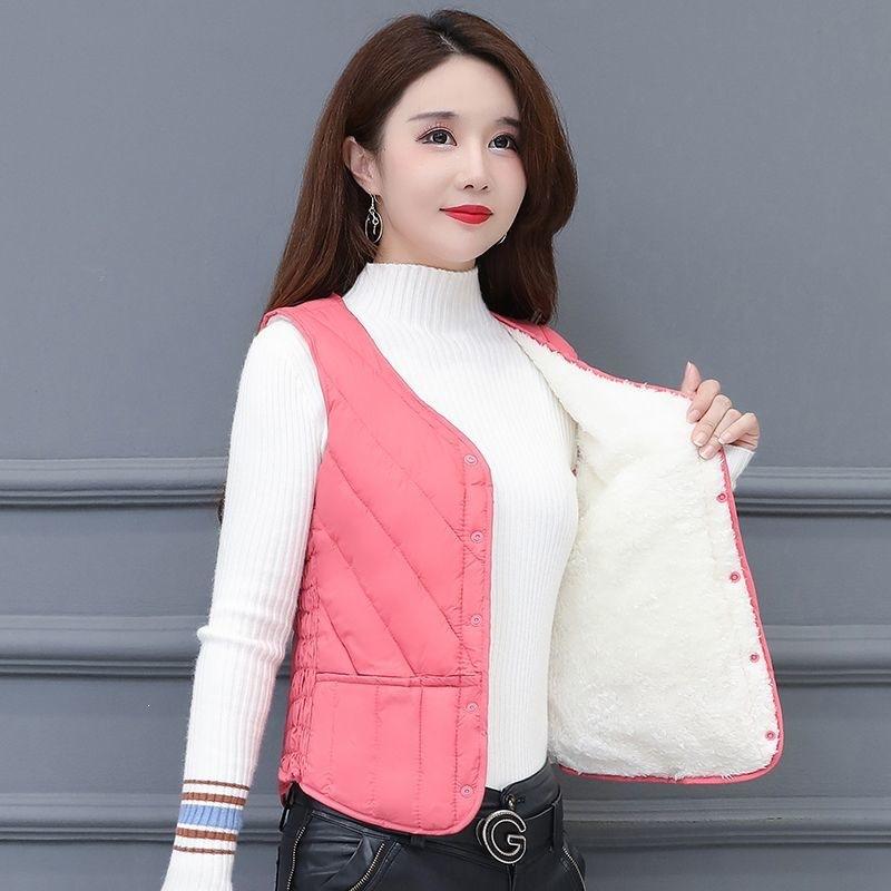 Vest women's thickened down cotton vest warm short vest close-fitting liner