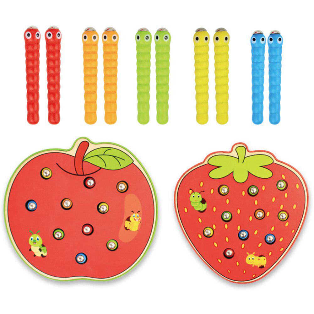 Children Catch Worms Game Magnetic Designer Kids Learning Wooden Blocks Wooden Toys For Children Early Educational Toy Boys Toys