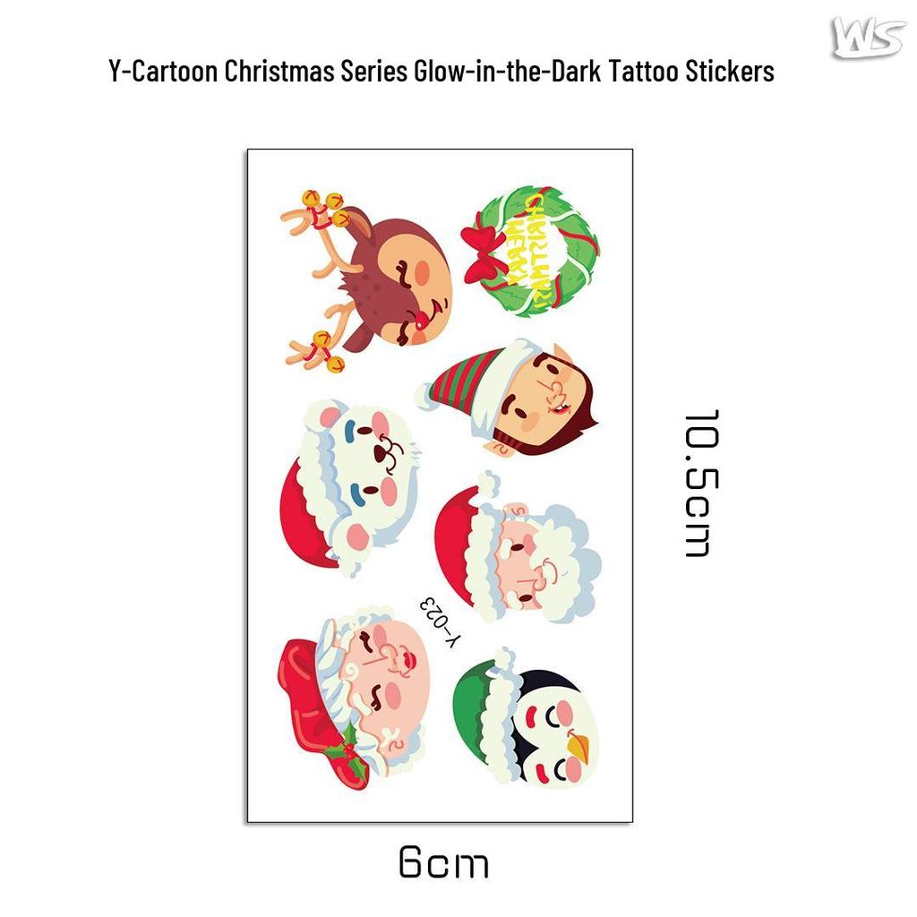 Creative Luminous Christmas & New Year Tattoo Stickers for Kids - Snowflake & Santa Designs