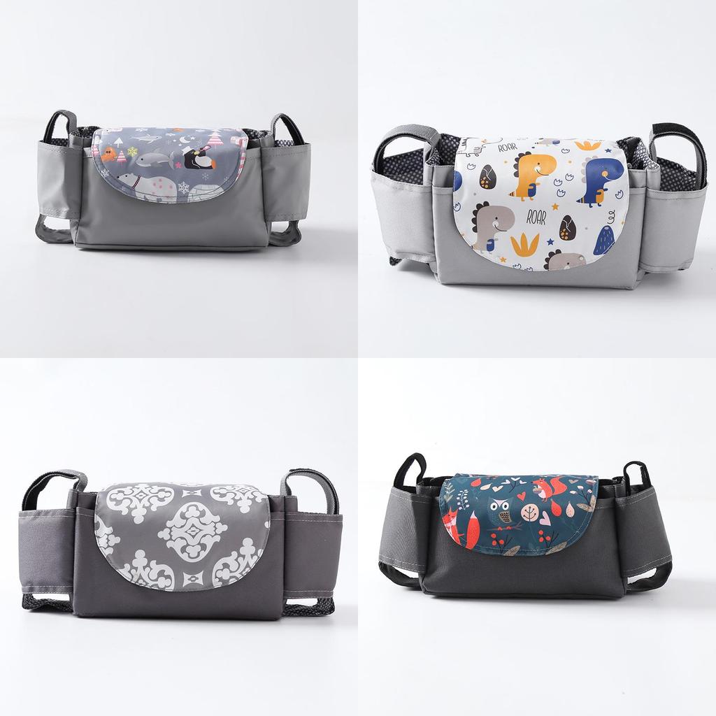 Baby Stroller Organizer Bag With Oxford Fabric Multiple Storage Pouch For Bottle And Water Cup Holding