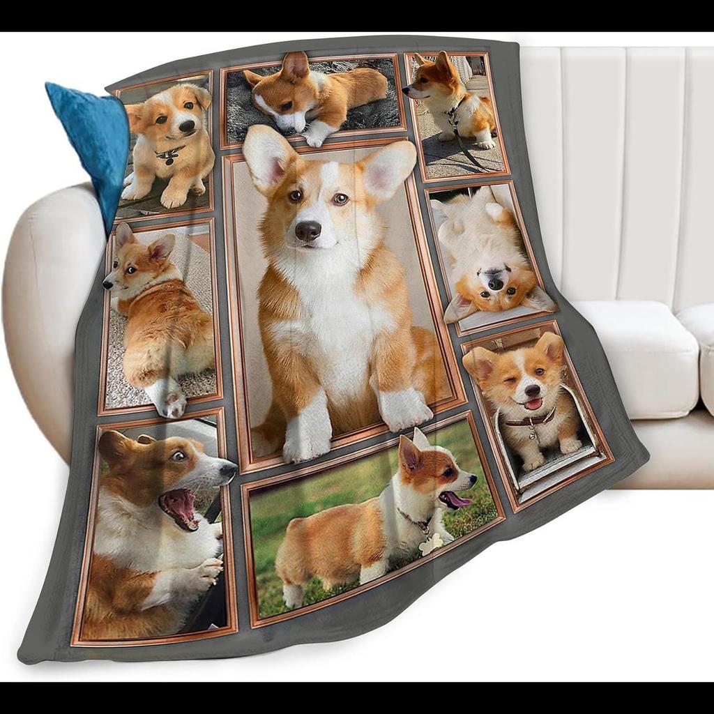 Corgi Throw Blanket Soft Cozy Fleece Blanket for Couch Bed or Sofa Cute Corgi Dog Gift for Women Girls Kids and Adults x