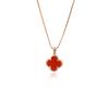 New Style Red Four-leaf Clover Necklace for Women Natural Red Agate Choker