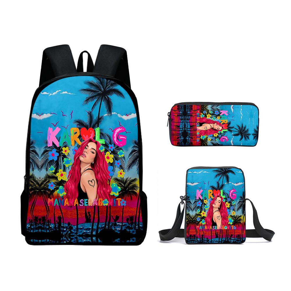 Classique Manana Sera BonitoI Impression 3D 3 pièces/Ensemble élève Sacs d'école Sac à dos pour ordinateur portable Sac à dos Sac à bandoulière incliné Trousse