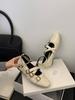Cross belt design sense Mary Jane single shoes women's 2025 spring new French flat bottom square head commuter small leather shoes