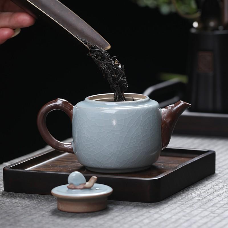 MULTIPOTENT Ru Kiln Ceramic Teapot, Tea Brewing Pot, Single Pot, Never Give Up, 220ml Gift Box Set, Souvenir Present