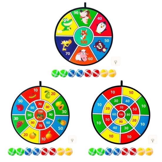 1 Set Gooey Ball Dart Board Sticky Balls Colorful Animal Print Great Stickiness Wall-mounted Kids Decompression Throwing Target Ball Toy with