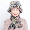 Rex Rabbit Hair Hat Children's New Mother Hat Winter Warm Korean Version Grandma Hat Scarf Middle and Old Age Hat Scarf
