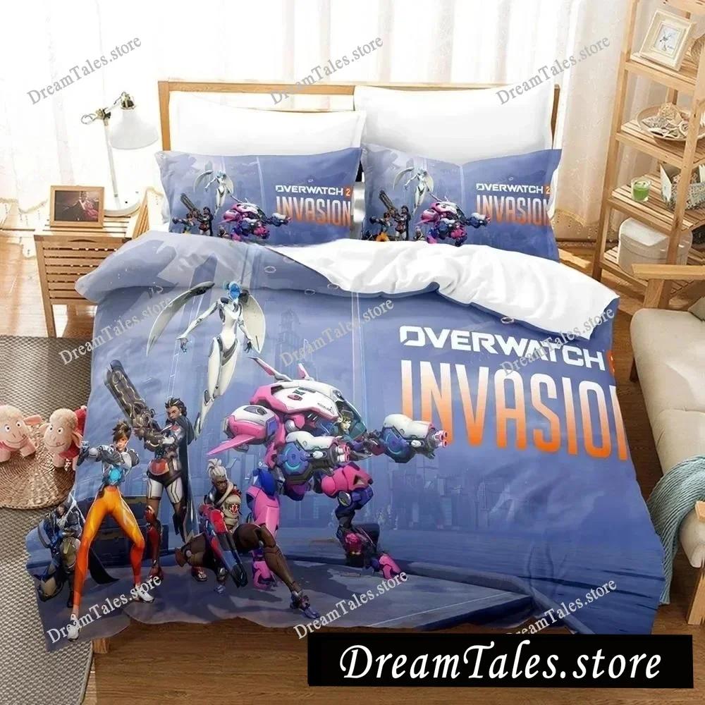 New Overwatch 2 Invasion Bedding Set Single Twin Full Queen King Size Bed Set Adult Kid Bedroom Duvet Cover Sets 3D Print Game