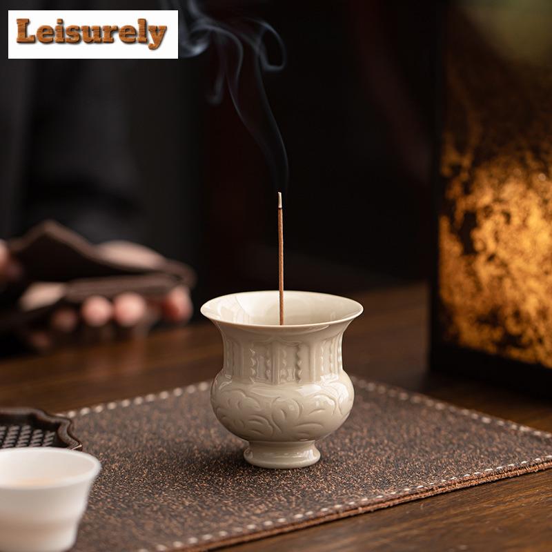 Embossed Ceramic Small Incense Holder Water Fountain Decoration Incense Burners Consecrate Censer Teaset Accessories Ornaments