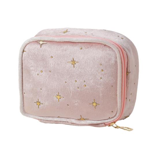 Velvet Small Cosmetic Case Women Travel Makeup Bag Star Pattern Cosmetic Bag Zippered Pouch for Lipstick Sanitary Napkin Storage
