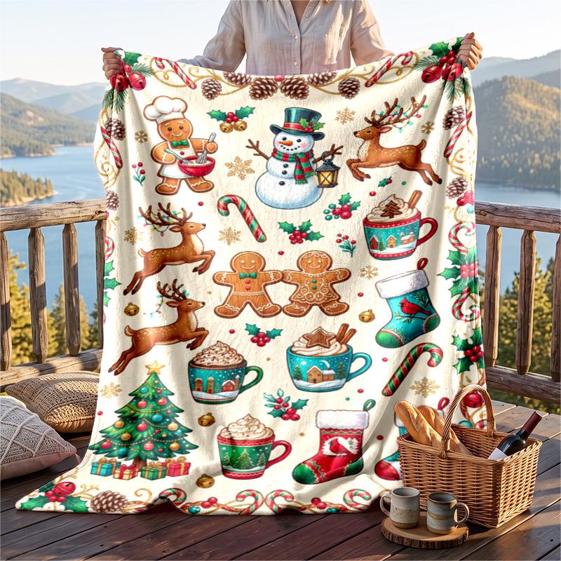 Christmas Flannel Throw Blanket Soft Warm Cozy For Sofa Bed Indoor Home Use Great Holiday Gift