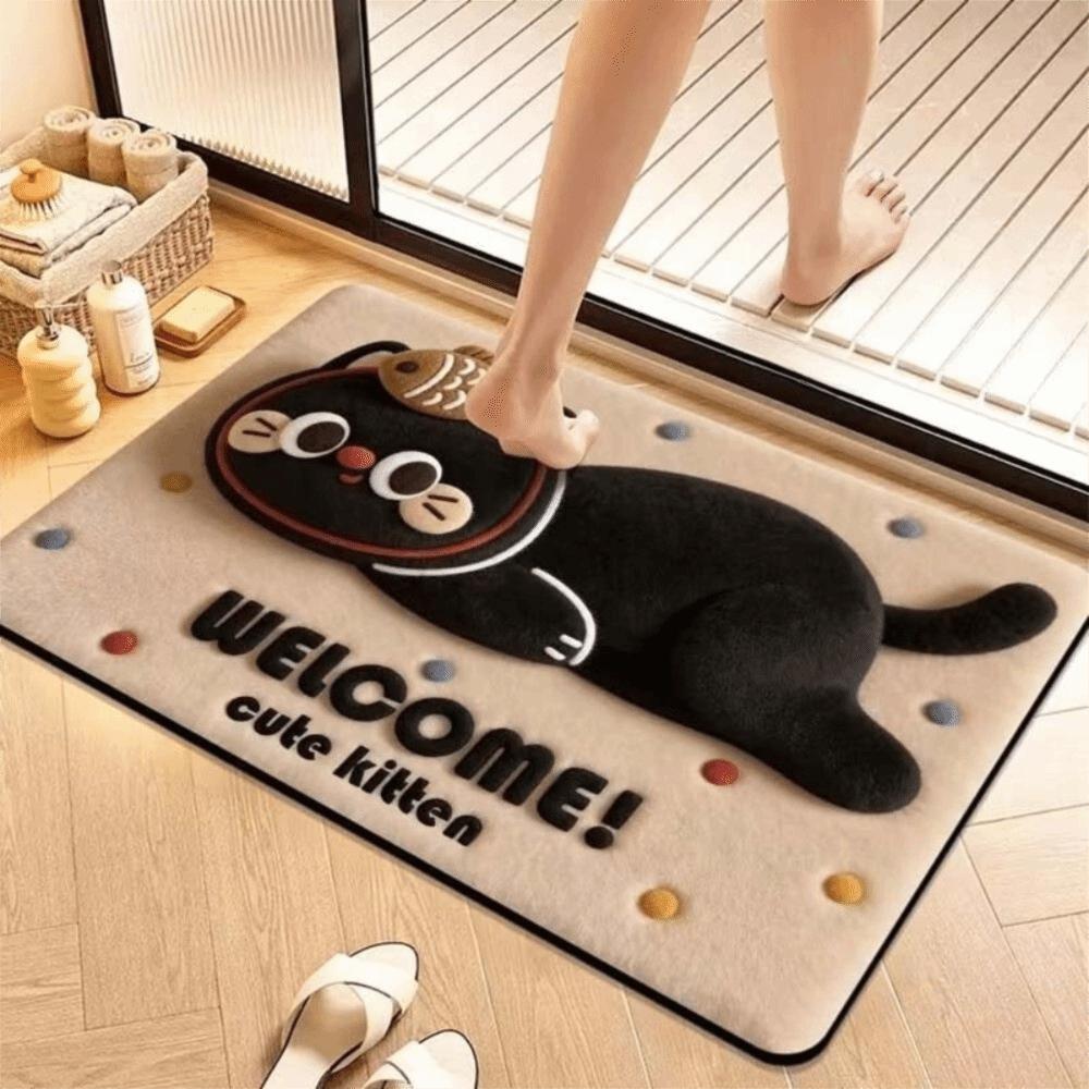 Non-Slip Backing Cartoon Floor Mat Water Absorbent Area Rug 3D Plush Animal Doormat Bathroom Rug