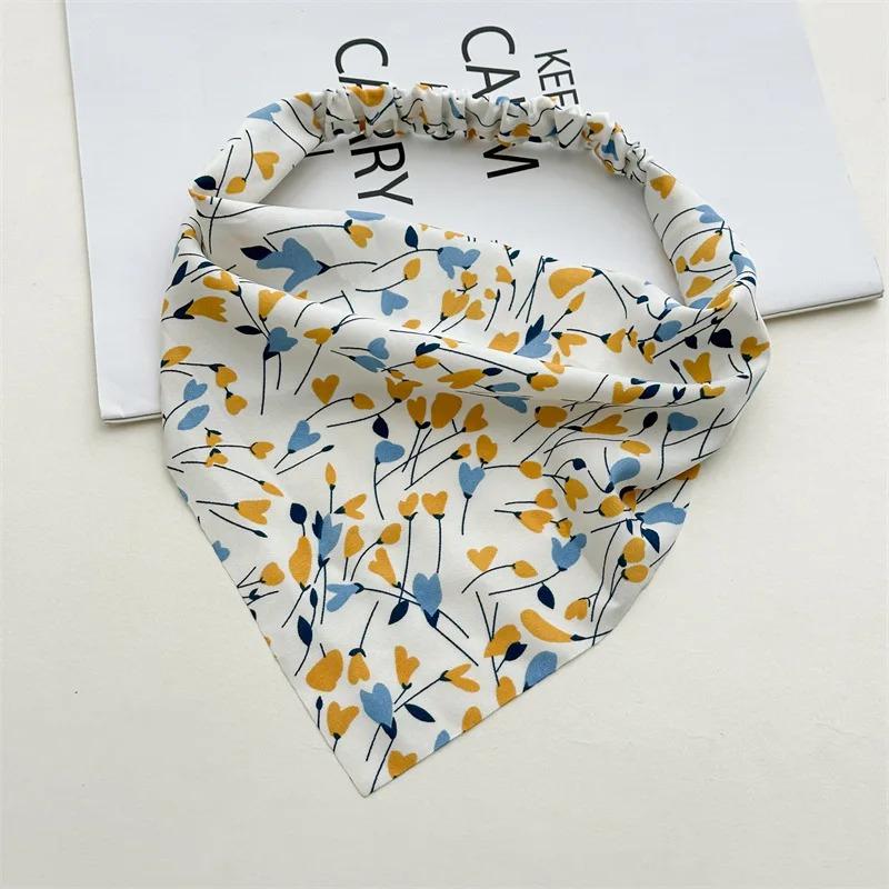 Kwiatowy Wzór Apaszka do Włosów Kobiety Dziewczyny Pączek Bandana Pastoralna Retro Gumka Wysoka Elastyczność Trójkątne Opaski do Włosów Nakrycie Głowy Akcesoria Opaska do Włosów Apaszka do Włosów
