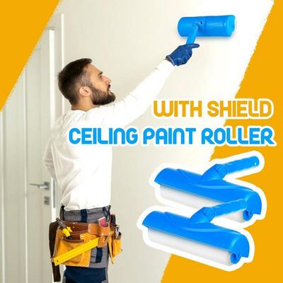 1pc Ceiling Paint Roller 10-inch Ceiling Repair Roller Adjustable Handle Painting Roller No-Drip Home Painting Brush With Shield