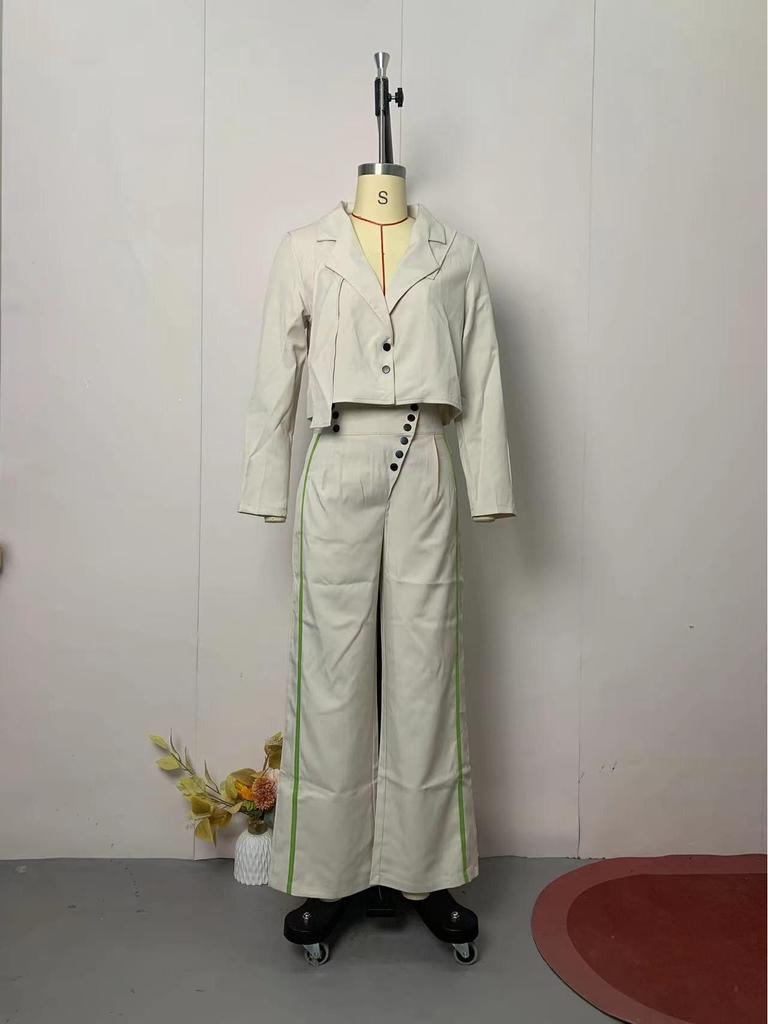 2023 Autumn Solid Color Lapel Blazer and Trousers Set