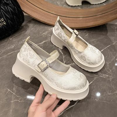 Escarpins à plateforme tendance pour femmes Talons super hauts Sangle à boucle Mary Jane Chaussures imprimées Femme Goth Chaussures de fête Dames 2024