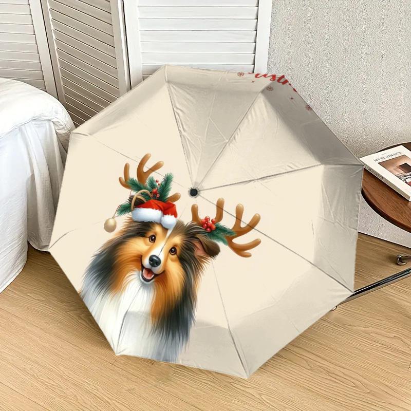 1pc Christmas Dog Decorations Umbrella with Plastic Handle,Suitable for All Seasons Home Travel Outdoor UmbrellaDD229
