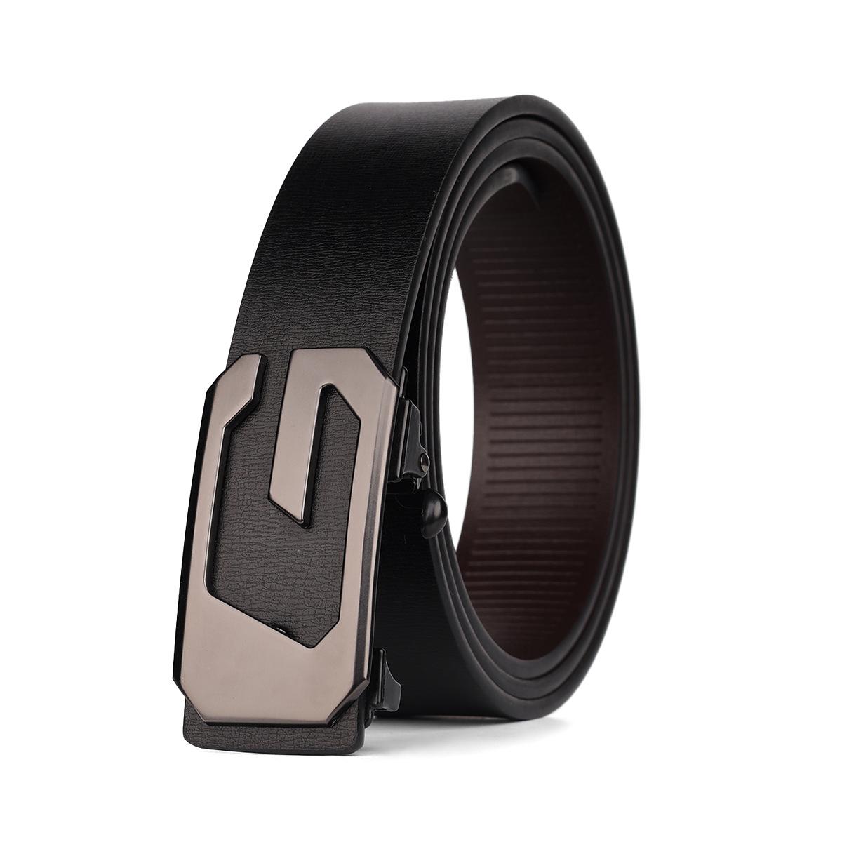 Men s Versatile Cowhide Leather Automatic Buckle Belt - Business Casual Style for Middle-Aged & Young Men. 125 cm