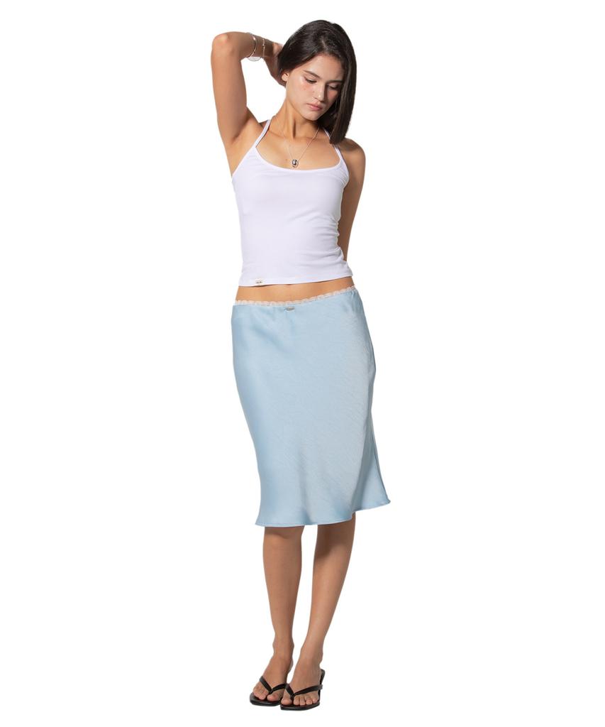 Fifth Ailius 90S Satin Midi Skirt Airy Blue