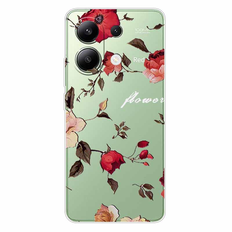For Xiaomi Redmi Note 13 4G Case TPU Clear Soft Cute Girl Paint Cover For Redmi Note 13 4G Case Note13 Transparent Silicone
