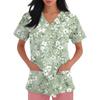 Women's Fashion Printed  Short Sleeve Care Workwear With Double Pockets Top