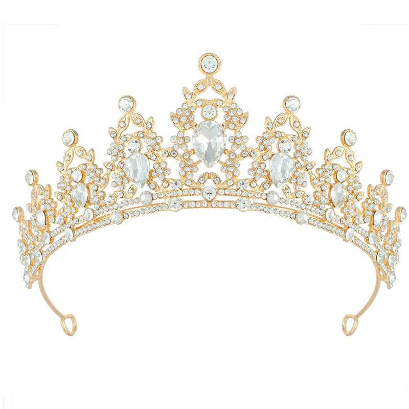 European and American Bride Headwear Crown Handcrafted Rhinestone Headband Simple and Elegant Crown Wedding Dress Accessories