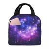 Purple Blue Galaxy Nebula Insulated Lunch Bag for Women Children Portable Food Boxes Thermal Lunch Box Tote