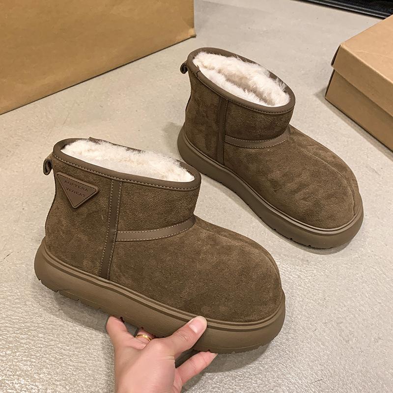 Fashion Fur Chelsea Winter Luxury Women Long Plush Warm Snow Boots Casual Shoes New Suede Ankle Boots Flats Platform Ladies Thick Shoes
