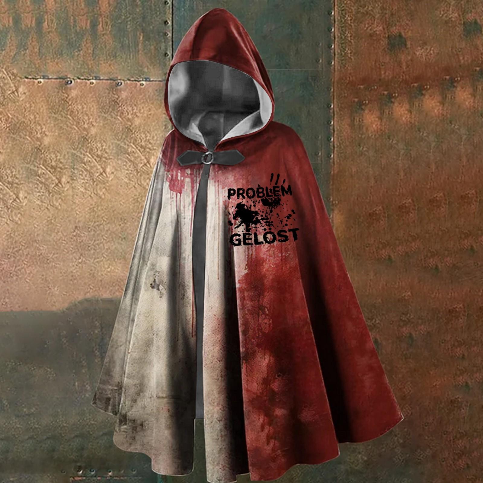 

Хэллоуин Кровавое Пятно Принт - Унисекс Длинный Капюшон Плащ One Size арбуз красный