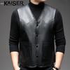 Kaiser Men's V-Neck Genuine Cow Leather Vest