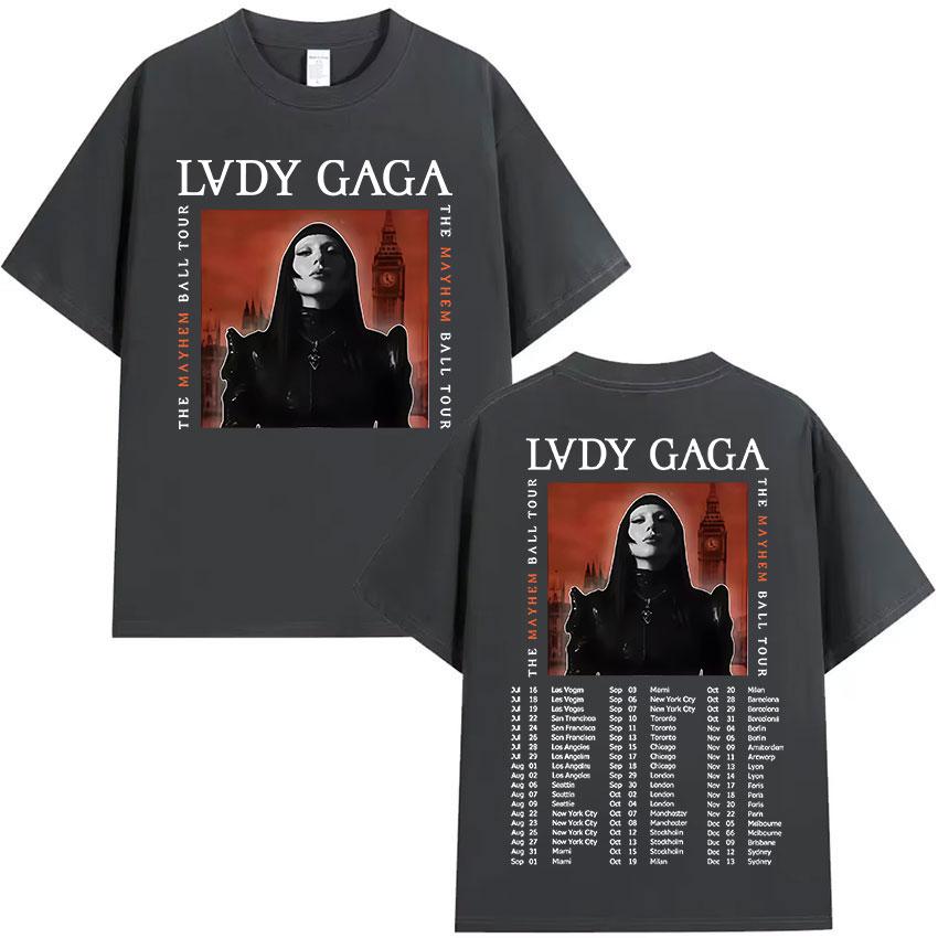 Limited Lady Gaga Mayhem Tour 2025 Album Graphic T Shirts Unisex Women Fashion Harajuku T-Shirt Vintage Oversized Short Sleeve Tees