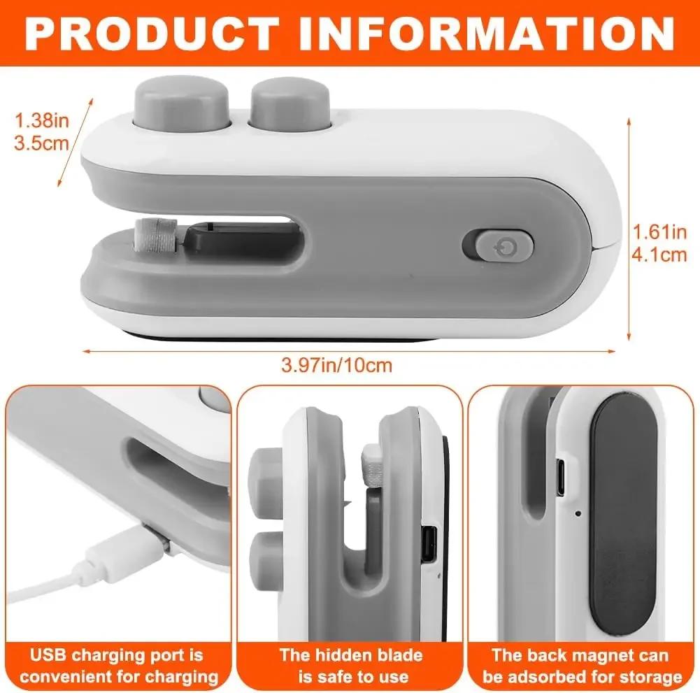 USB  Portable Mini Sealer Sealer Snacks Home Use Rechargeable Sealer Vacuum Sealer Handheld Food Plastic Packaging Heat Sealer