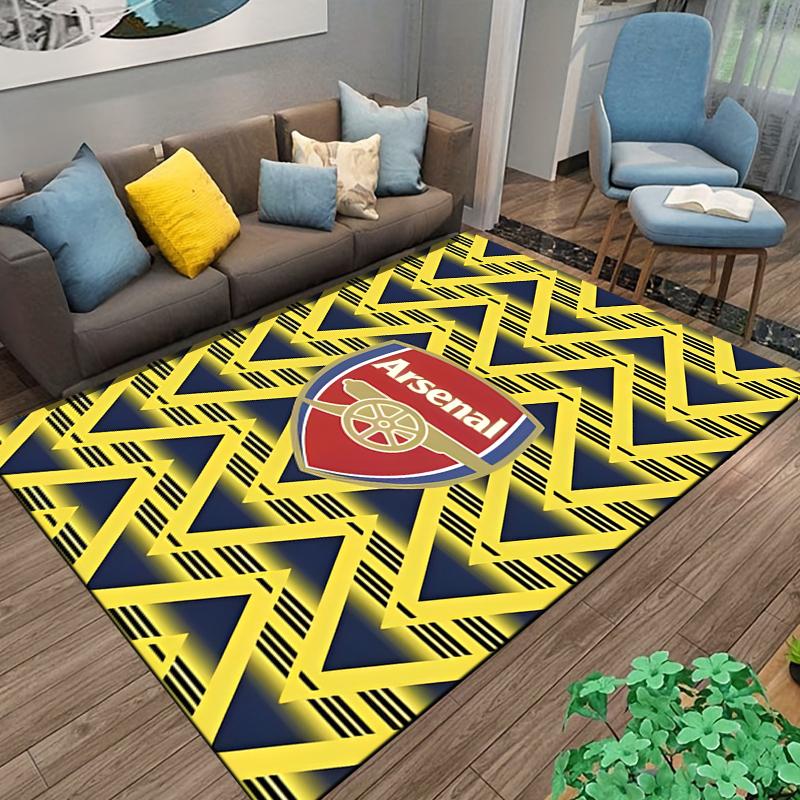 Yellow Zigzag Pattern Carpet with Arsenal Logo Design Suitable for use as an anti-slip for living room bedroom sofas