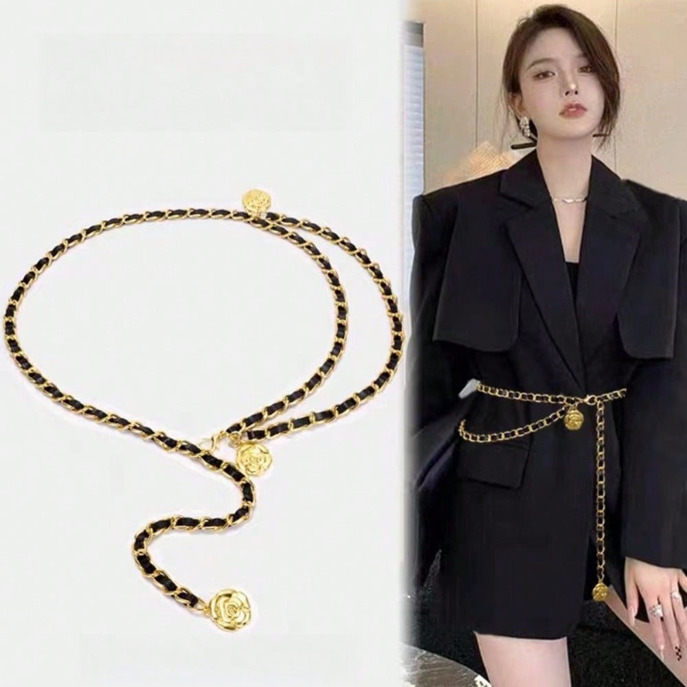 New Camellia Waist Chain Women's High-end Versatile Dress Fashion Accessories Chain Waist Chain