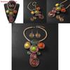 Jewelry Set With Crystal Beads And Aluminum Wire Handcrafted Flower Pendant For Women