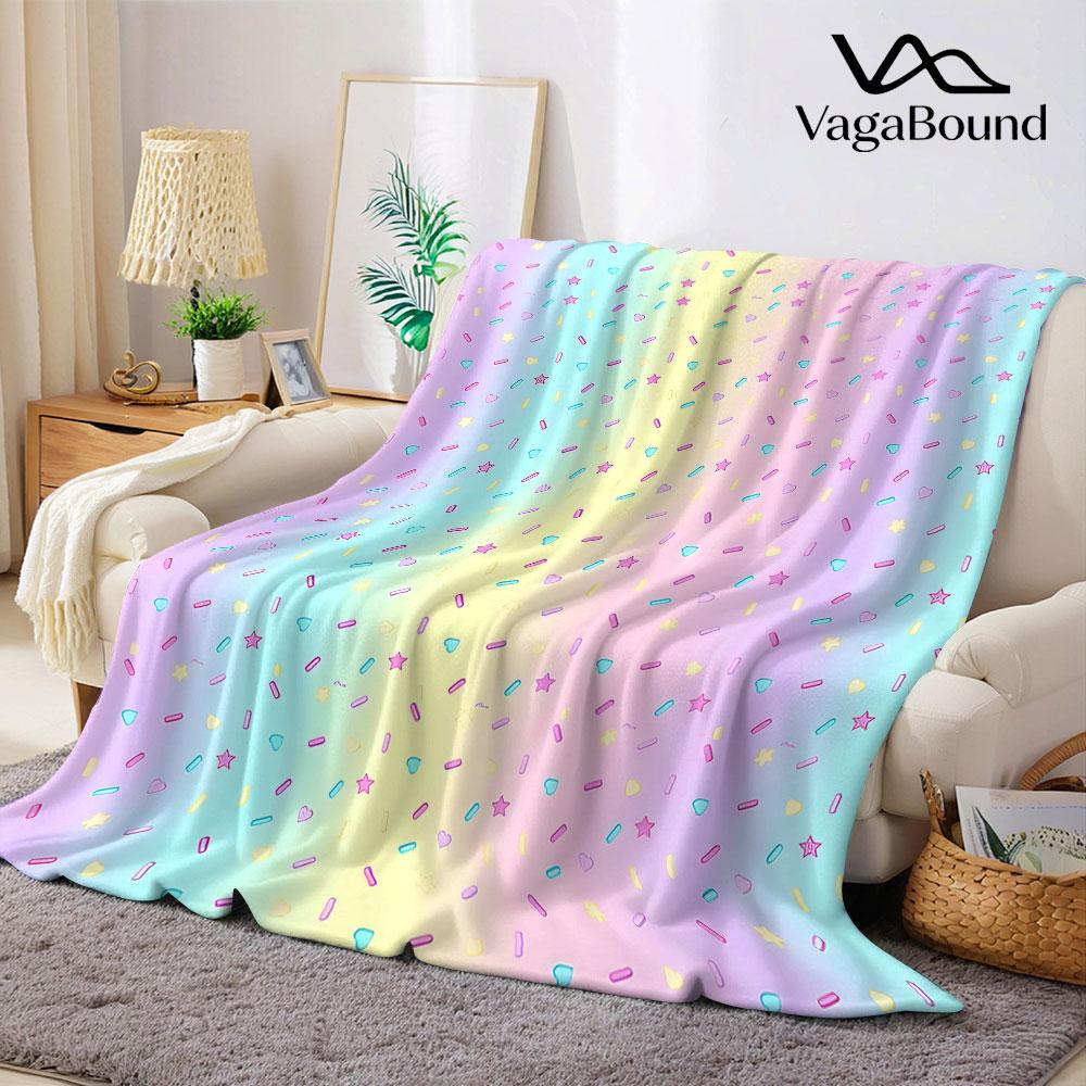 rainbow sprinkle Flannel Blanket Warm Soft Halloween Christmas Decorative Couch Warm Cozy All-Season Gift