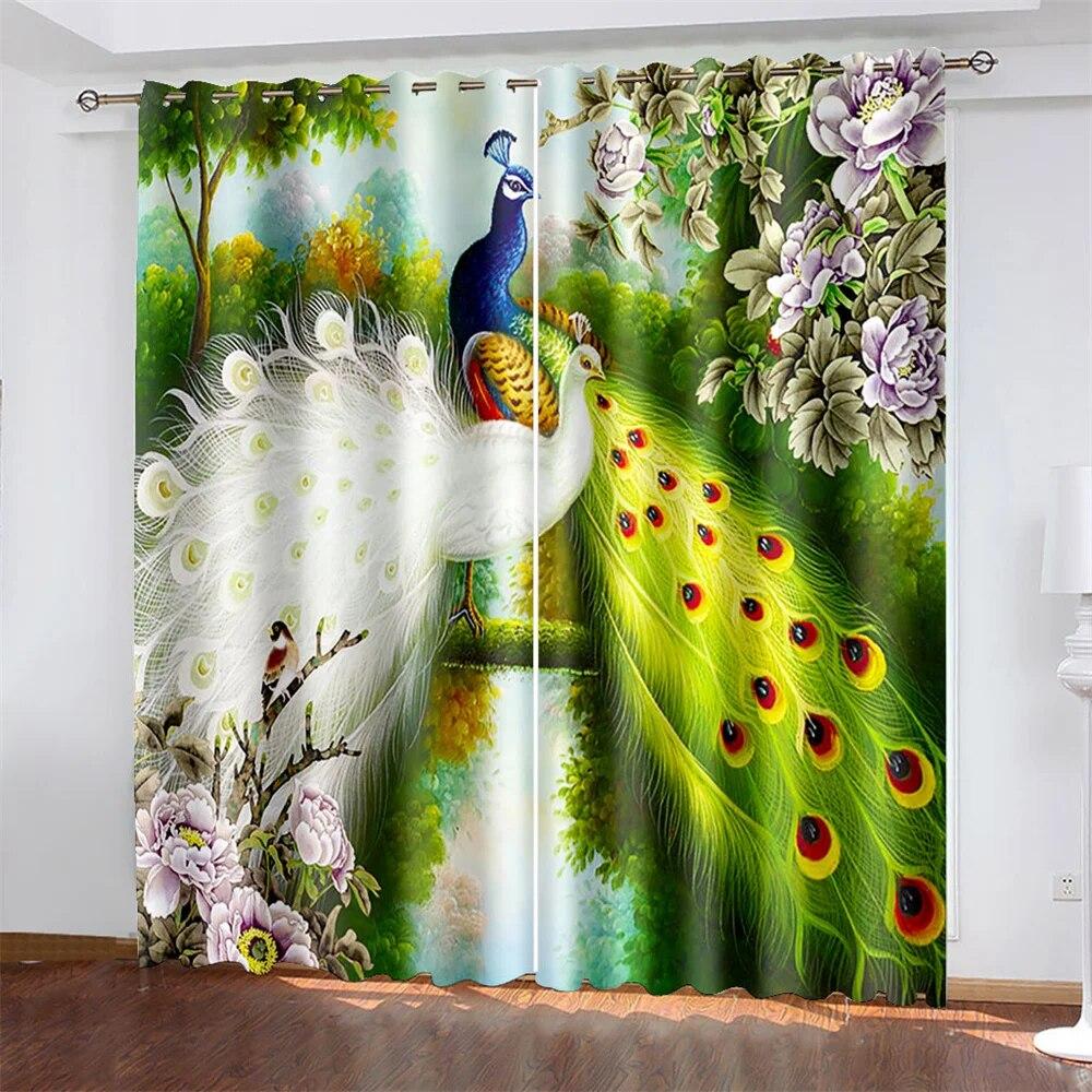 Green Peacock Luxury Curtains For Living Room On Sale Window Curtains The Bedroom Modern Curtains 260 High Drapes
