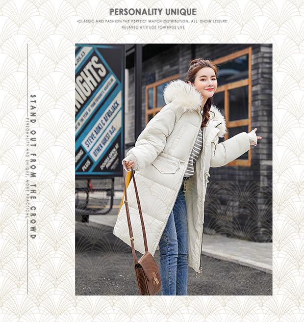 2025 Winter European Style Hooded Mid-Length Fur Collar Women's Cotton Jacket