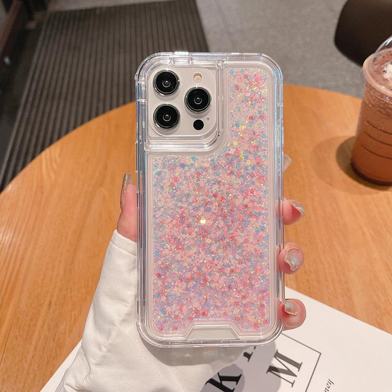 

For IPhone14 Promax Mobile Phone Case Aiwei Three-in-one Luminous Glitter Glue Girl For iPhone 14 Pro max