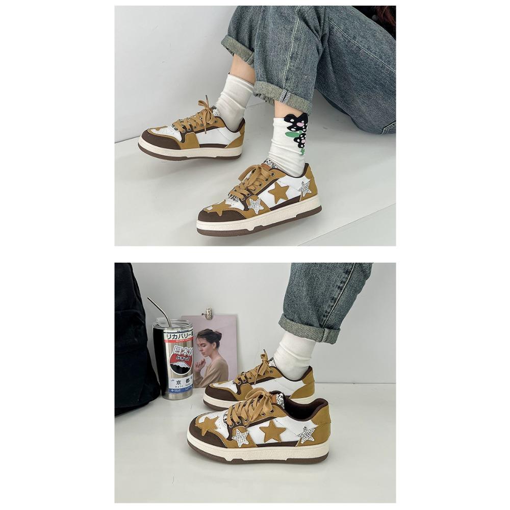 Ретро толстая подошва звездные парусиновые туфли с высокой красотой универсальные низкие повседневные туфли для сноуборда 36 коричневый
