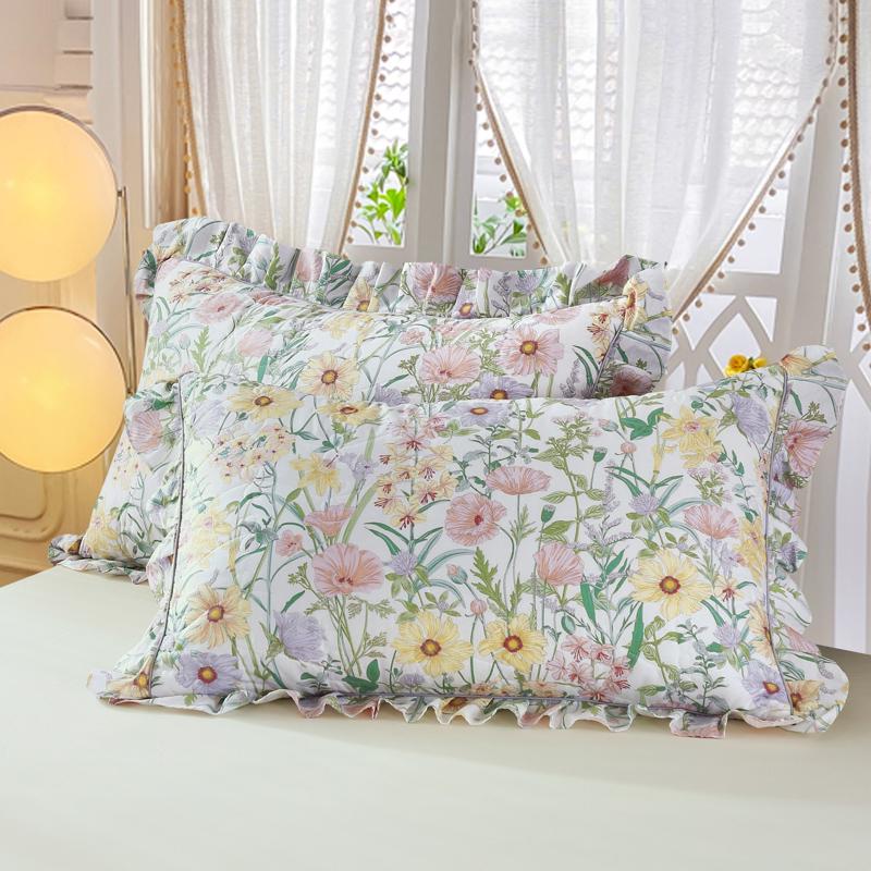 Пара стеганых наволочек из 100% хлопка, утолщенных, с корейским кружевом, большого размера 48x74. 48x74 cm