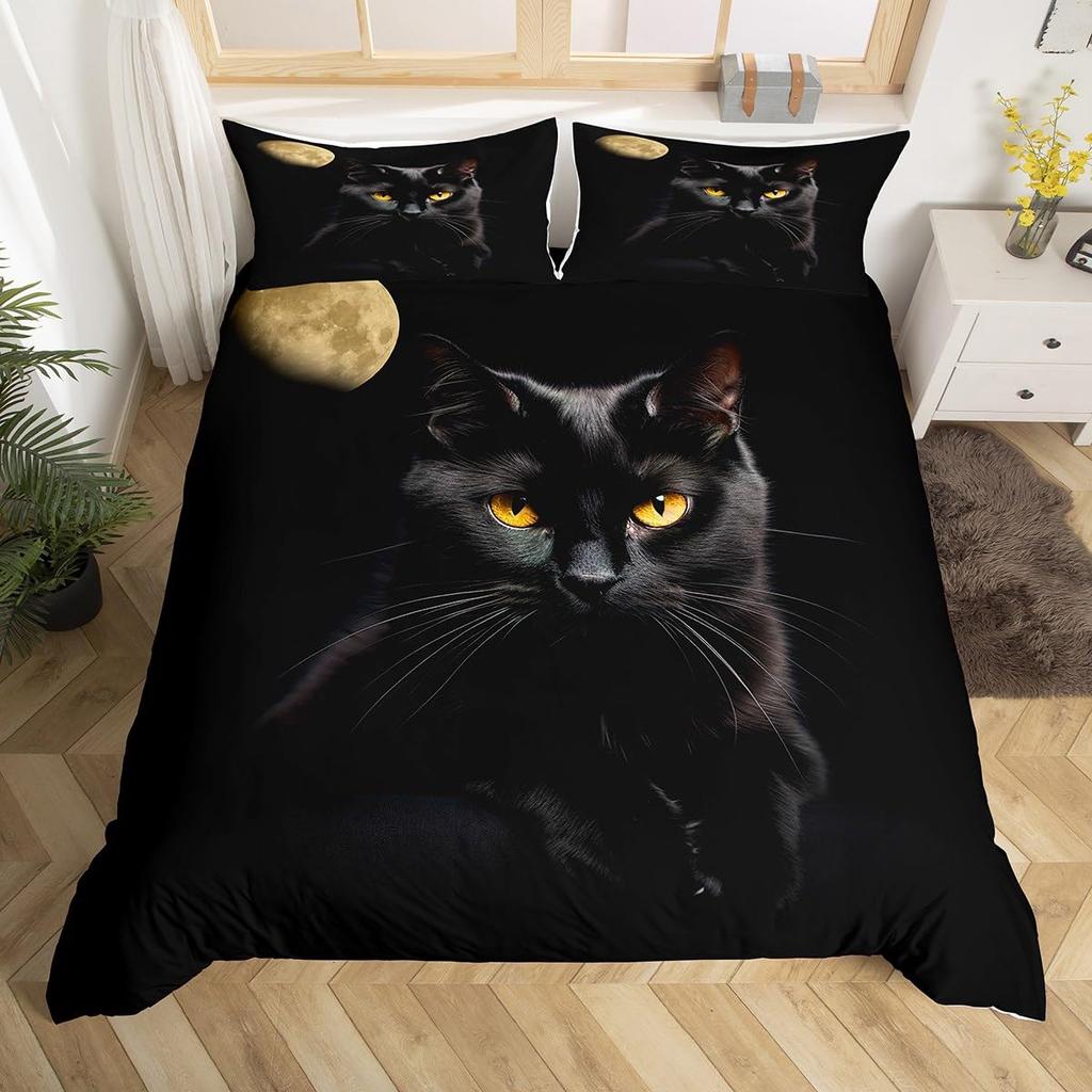 Cats Soft Duvet Cover Set Twin for Young Girls Chic Adorable Lovely Cat Patern Beding Set Digital Print 3D Cat Warm Comforter Cover