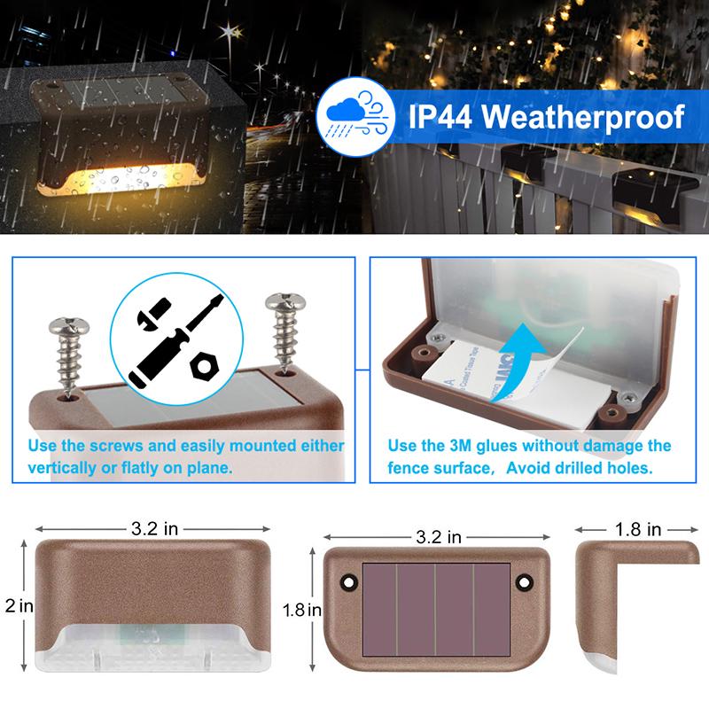 8/16pcs LED Solar Deck Light Solar Step Lights Outdoor Waterproof Lamp for Stairs Pathway Patio Yard