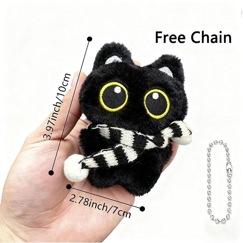 Cute Black Cat Plush Toy 10 Cm Small Doll Pendant Keychain Cartoon Soft Animal Stuffed Doll Backpack Bag Decoration Gift