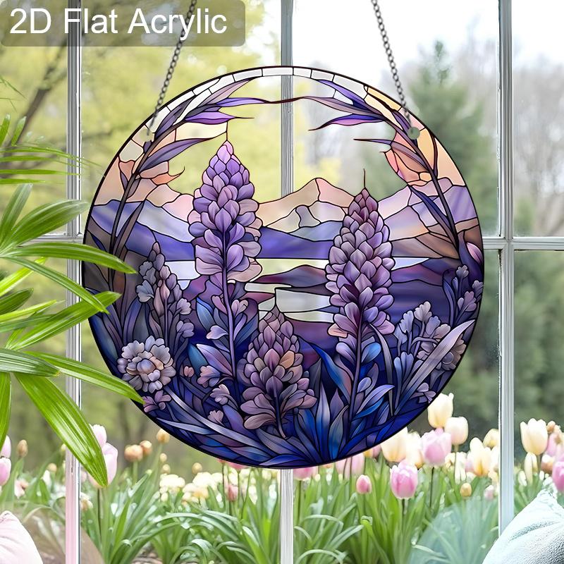 Acrylic Purple Lupine Flower Suncatcher Stained Glass Effect Window Hanging Ornament Nature Lover Gifts