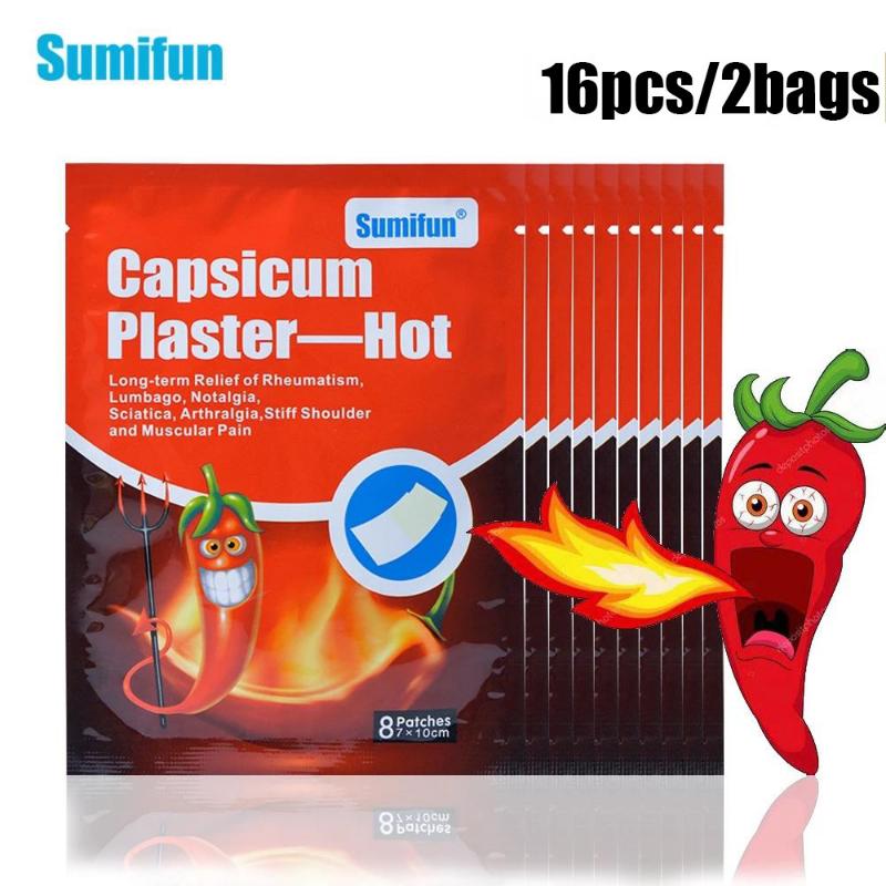 

8PCS/BAG 16PCS/2BAGS Sumifun Hot Pepper Capsicum пластир Китайський трав’яний медичний пластир Пластир для суглобів, шиї, спини, плечей