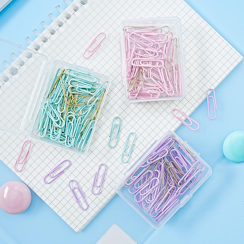 50pcs Paper Clip Metal Clips Memo Clip Bookmarks Stationery Office Accessories Card Decoration Document Data Storage Paper Clips