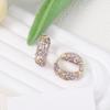 Korean Version of Ziqi Donglai, Exquisite Light Luxury Inlaid with Zircon Hollow Round Ear Buckles, Simple and Versatile Party Shows Temperament