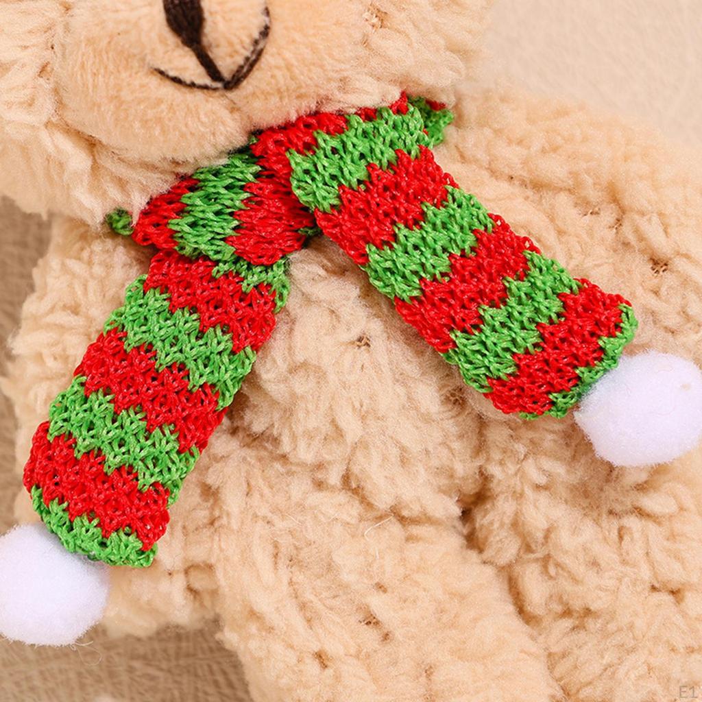 Christmas Plush Toy Bear Stuffed Animal 5.31inch Holiday Decoration Handmade for Valentine's